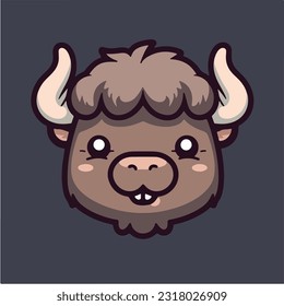 vector logo of kawaii buffalo face