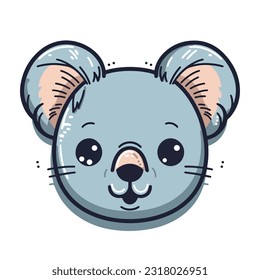 vector logo of kawaii koala face