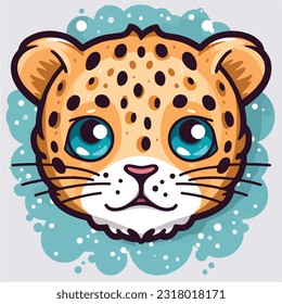 vector logo of kawaii leopard face