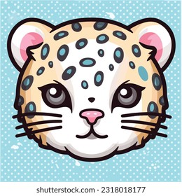 vector logo of kawaii leopard face