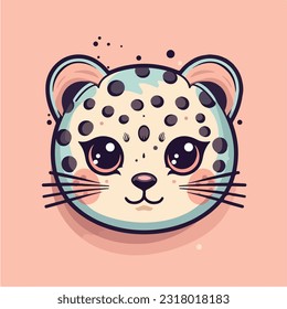 vector logo of kawaii leopard face