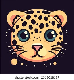 vector logo of kawaii leopard face