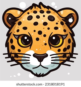 vector logo of kawaii leopard face