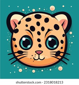 vector logo of kawaii leopard face