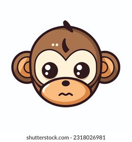 vector logo of kawaii monkey face