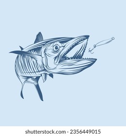 logotipo vectorial Rey caballa Pesca