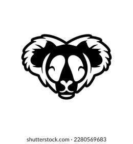 Logo vector de una koala en blanco y negro.