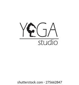 Vector logo, label, badge, sticker for yoga studio, meditation class, fitness.  