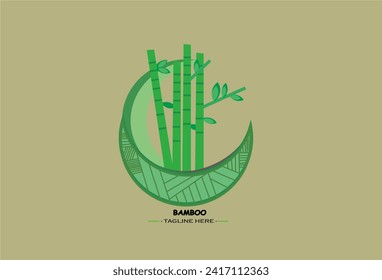 Vector logo, label or emblem with green bamboo