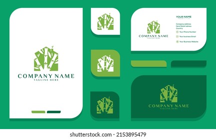 Vector logo, label or emblem with watercolor hand drawn green bamboo plant. Concept for spa and beauty salon, asian massage, cosmetics package, furniture materials.