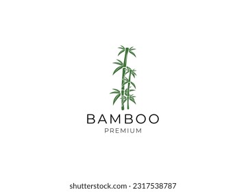 Vector logo, label or emblem with watercolor hand drawn green bamboo plant. Concept for spa and beauty salon, asian massage, cosmetics package, furniture materials.