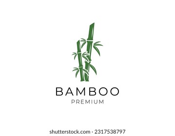 Vector logo, label or emblem with watercolor hand drawn green bamboo plant. Concept for spa and beauty salon, asian massage, cosmetics package, furniture materials.