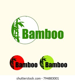 Vector logo, label or emblem with watercolor hand drawn green bamboo plant. Concept for spa and beauty salon, asian massage, cosmetics package, furniture materials.