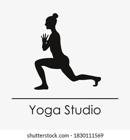 Vector logo, label for yoga studio. Yoga pose silhouettes.