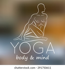 Vector logo, labels, badges, stickers for yoga studio, meditation class, fitness.  