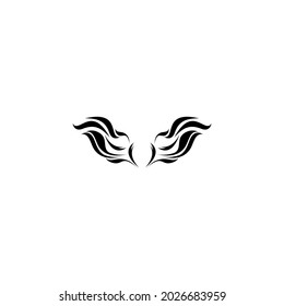 Vector logo for lawyer, jewelry store, clothing shop, designer. Rock style. Black wings on white background.