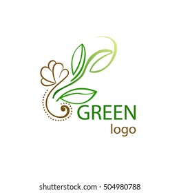 Vector logo with leaf isolated on white background