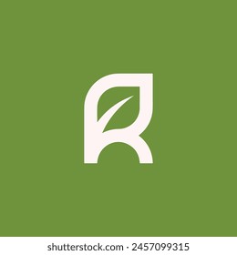 vector logo leaf letter R. white background