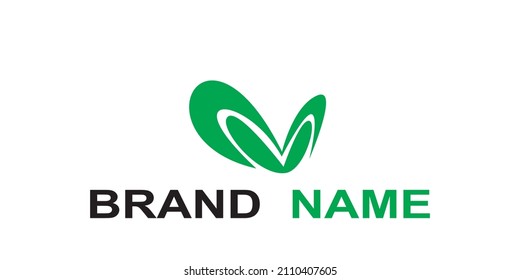 Vektorlogo mit blattförmigen grünen Farbelementen und Buchstabe m