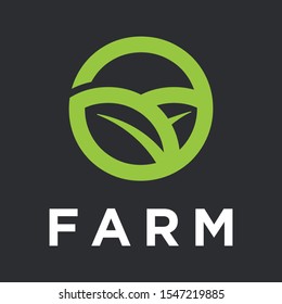 vector logo leaves and hills scenery