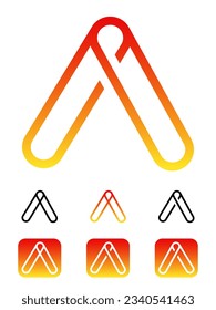 Letra del logotipo del vector "A" (alfa). Un conjunto de opciones de logotipo en un estilo minimalista, moderno, moderno y plano. Elegante identidad corporativa con gradiente aislado en fondo blanco.