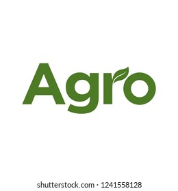 Vector Logo of letter AGRO with leaf symbol. 