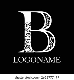 Vector logo of letter B with creeping plant ornament