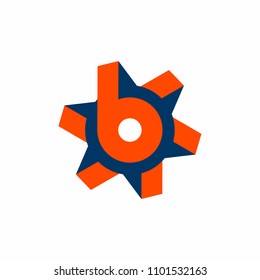 Vector logo letter b as gear