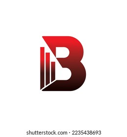 Logotipo vectorial Letra B irradiada roja para empresas con fondo transparente