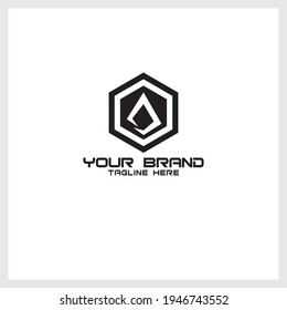 Vector Logo Letter A with black color and hexagon shape design style