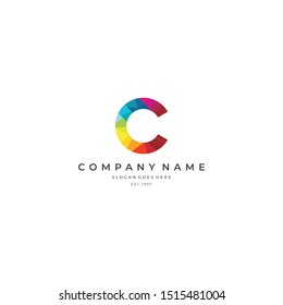 vector logo with letter C as the main idea combine with abstract rainbow 