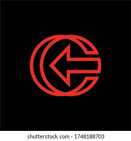 vector logo letter c red arrow
