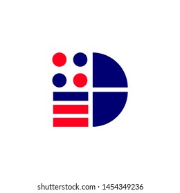 Vector Logo Letter D. D Letter Design Vector Stripes Squares and Circles.