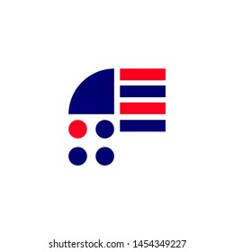 Vector Logo Letter F. F Letter Design Vector Stripes Squares and Circles.