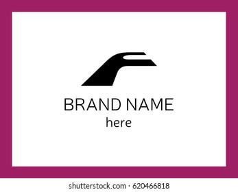 Vector logo letter F in form of road with intersection and turn in perspective