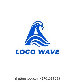 vector logo of the letter A forming water waves