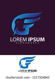 vector logo letter G plus a modern and elegant dove