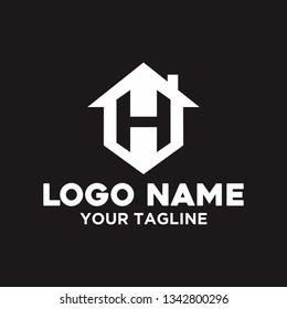 vector logo letter h House