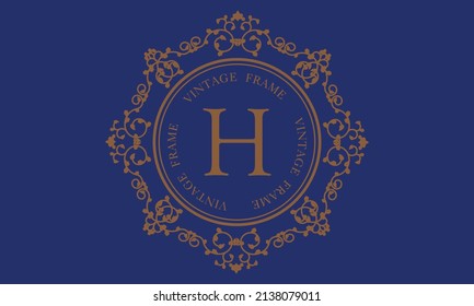 Vector logo with the letter H on a dark background. Great for logo, monogram, invitation, flyer, menu, brochure, background or any desired idea.
