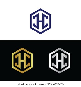 Vector logo with letter H placed in polygon frame 