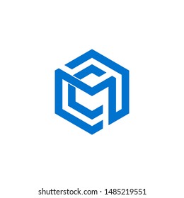 vector logo letter hexagon MC