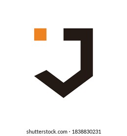 Vector logo of letter "J" with sharp shield shape.