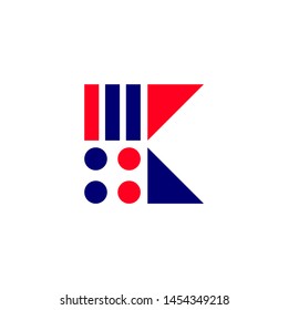 Vector Logo Letter K. K Letter Design Vector Stripes Squares and Circles.