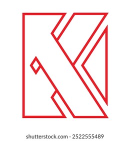 LETRA K DEL LOGOTIPO DEL VECTOR EN FORMA DE LÍNEA ROJA