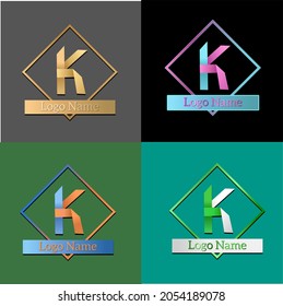 Letra K del logotipo del vector con una variedad de opciones de color