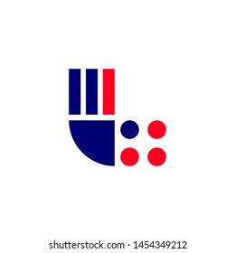 Vector Logo Letter L. L Letter Design Vector Stripes Squares and Circles.