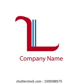 Vector logo letter L with two lines
