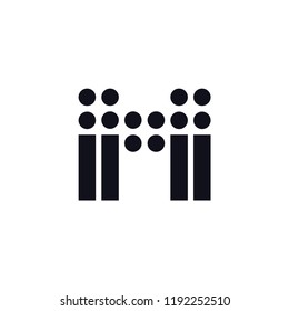 Vector Logo Letter M. M Letter Design Vector Stripes Squares and Circles.