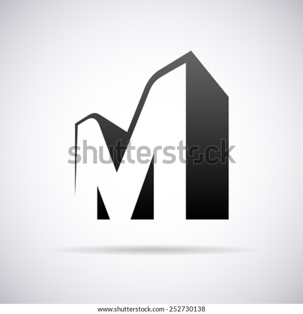 文字mのベクター画像ロゴ デザインテンプレート のベクター画像素材 ロイヤリティフリー
