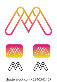 Vector logo letter "M". A set of logo options in a minimalist, modern, trendy, flat style. Elegant corporate identity with gradient isolated on white background.